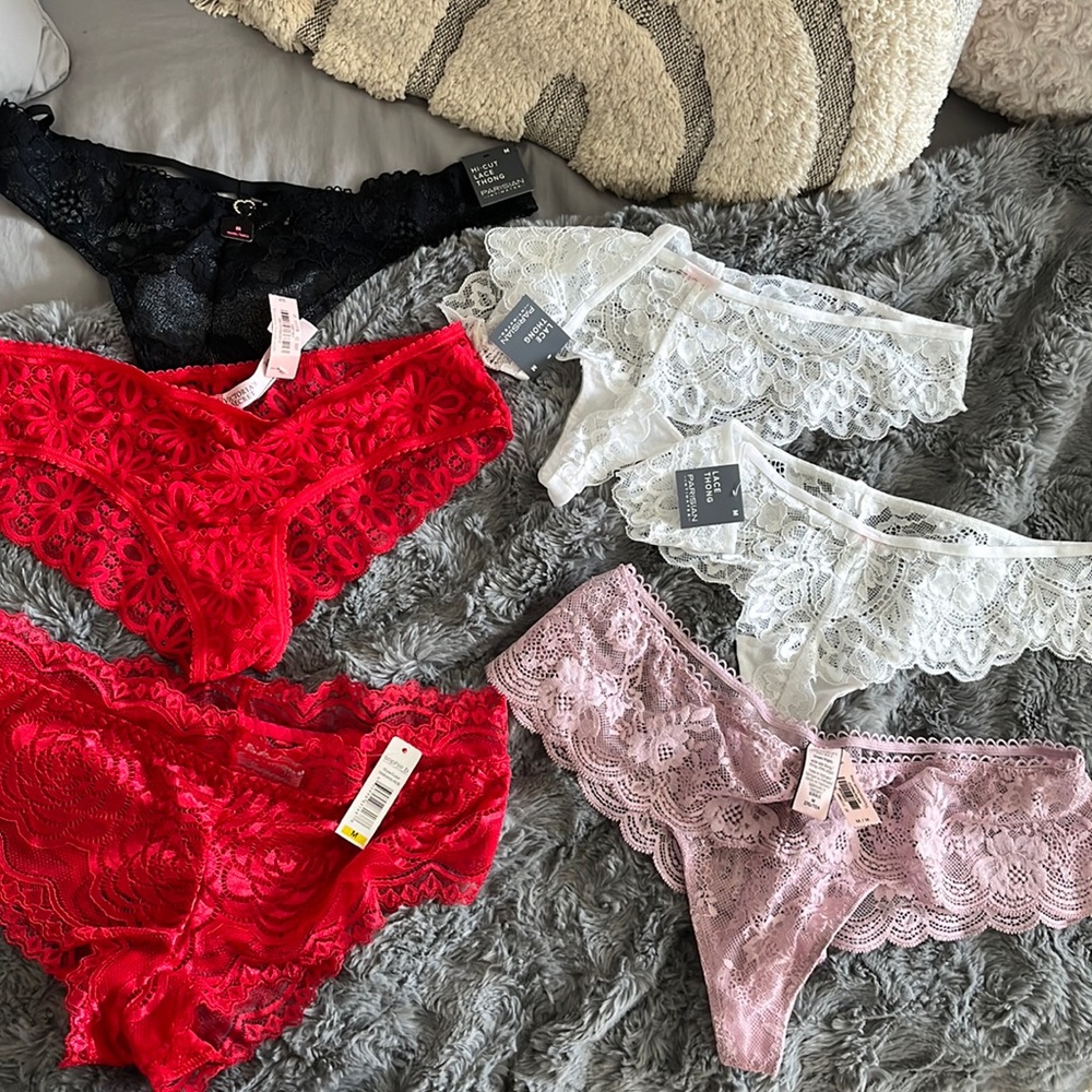 NWT Lace Panty Lingerie Bundle, varying colors - one small and 5 medium